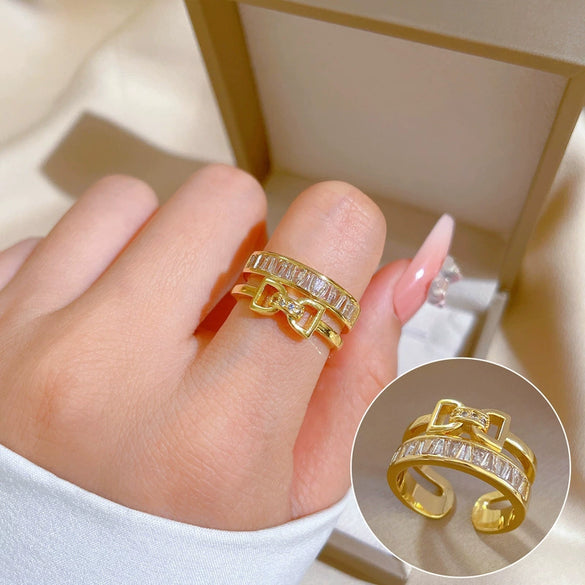 Ring Brass Geometric Crown Cartoon Style Real Gold Electroplated
