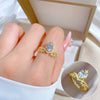 Ring Brass Geometric Crown Cartoon Style Real Gold Electroplated