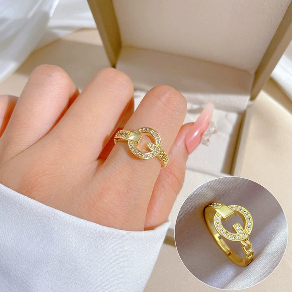 Ring Brass Geometric Crown Cartoon Style Real Gold Electroplated
