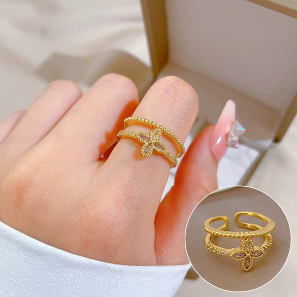 Ring Brass Geometric Crown Cartoon Style Real Gold Electroplated