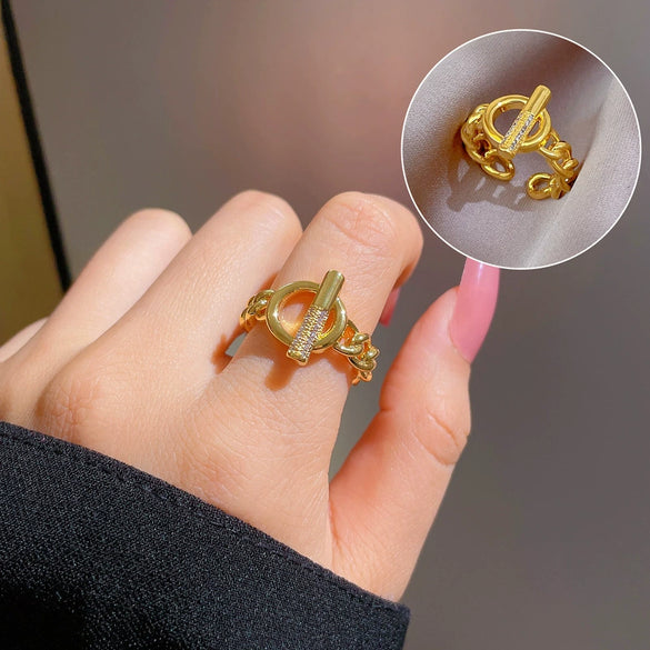 Ring Brass Geometric Crown Cartoon Style Real Gold Electroplated