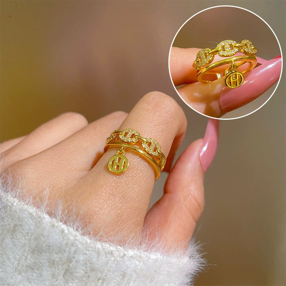 Ring Brass Geometric Crown Cartoon Style Real Gold Electroplated