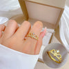 Ring Brass Geometric Crown Cartoon Style Real Gold Electroplated