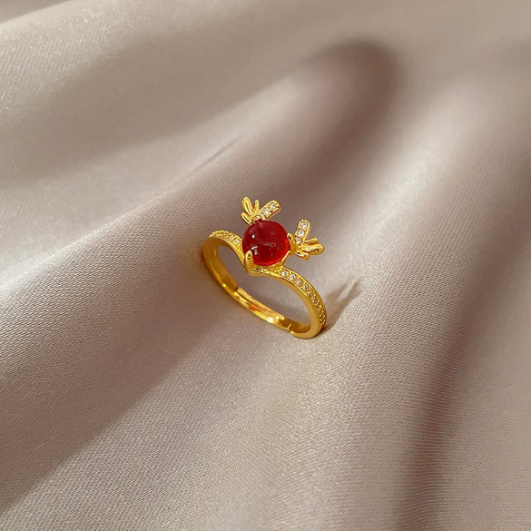 Ring Brass Geometric Crown Cartoon Style Real Gold Electroplated