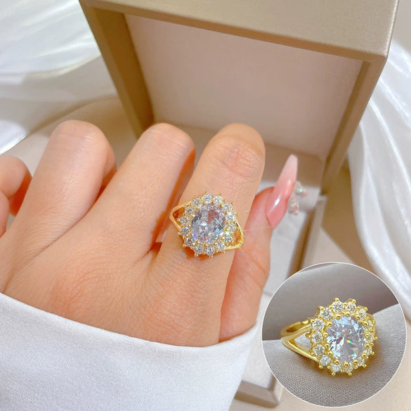 Ring Brass Geometric Crown Cartoon Style Real Gold Electroplated