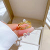 Ring Brass Pearl Diamond Cross Crown Cartoon Style Electroplating