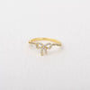 Ring Copper Bow Geometric Style Inlaid With Zircon Women's