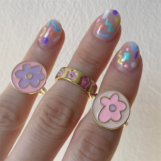 Ring Copper Flower Dripping Oil Style