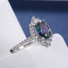 Ring Copper Four Claw Inlaid Color Zircon Geometric Women's