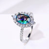 Ring Copper Four Claw Inlaid Color Zircon Geometric Women's