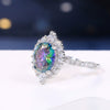 Ring Copper Four Claw Inlaid Color Zircon Geometric Women's