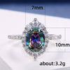 Ring Copper Four Claw Inlaid Color Zircon Geometric Women's