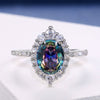 Ring Copper Four Claw Inlaid Color Zircon Geometric Women's