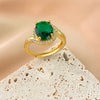 Ring Copper Geometric Diamondencrusted Emerald Electroplating Women's Fashion Opening Adjustable Jewelry