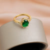 Ring Copper Geometric Diamondencrusted Emerald Electroplating Women's Fashion Opening Adjustable Jewelry