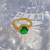 Ring Copper Geometric Diamondencrusted Emerald Electroplating Women's Fashion Opening Adjustable Jewelry