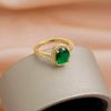 Ring Copper Geometric Diamondencrusted Emerald Electroplating Women's Fashion Opening Adjustable Jewelry