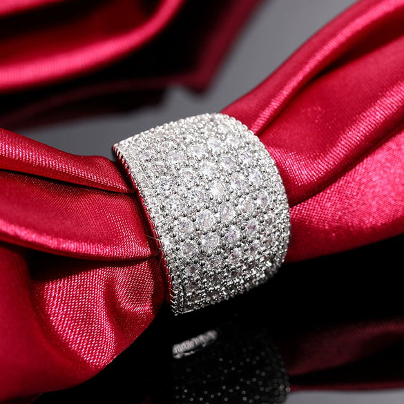 Ring Copper Geometric Inlaid Zircon Ladies Jewelry