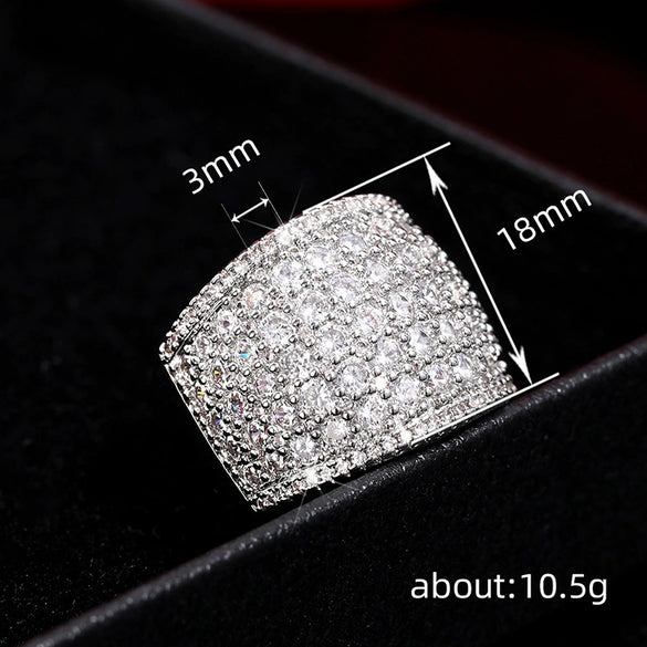 Ring Copper Geometric Inlaid Zircon Ladies Jewelry