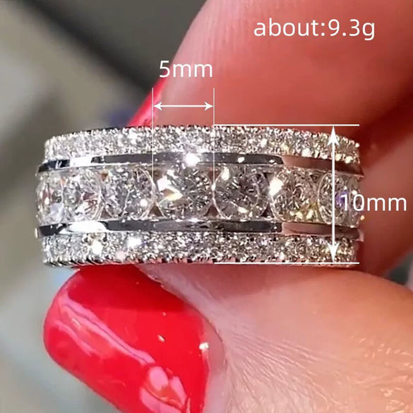 Ring Copper Geometric Inlaid Zircon Unisex Shiny Luxury Accessory