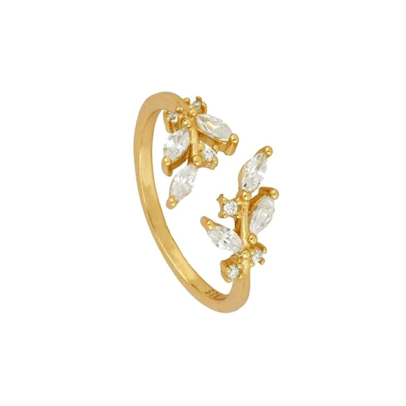 Ring Copper Geometric Leaves Flowers Ushaped Electroplating For Women