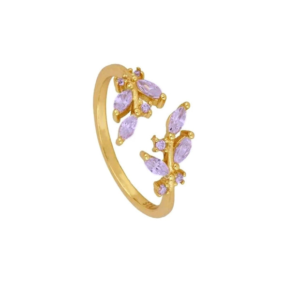 Ring Copper Geometric Leaves Flowers Ushaped Electroplating For Women