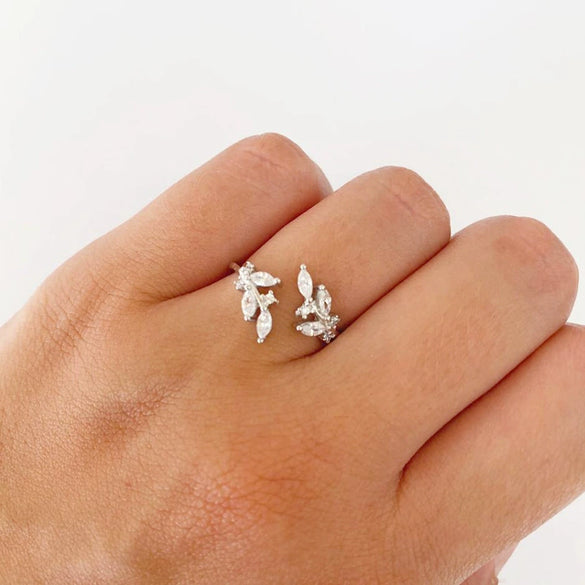 Ring Copper Geometric Leaves Flowers Ushaped Electroplating For Women