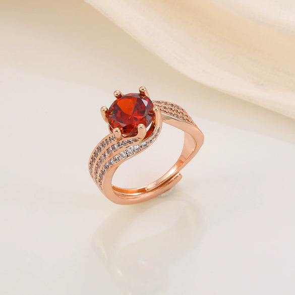 Ring Copper Geometric Style Copper Plated With Real Gold