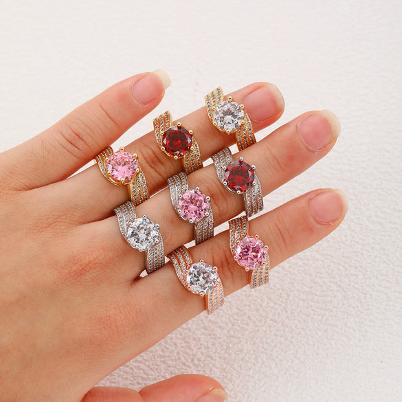 Ring Copper Geometric Style Copper Plated With Real Gold