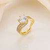 Ring Copper Geometric Style Copper Plated With Real Gold