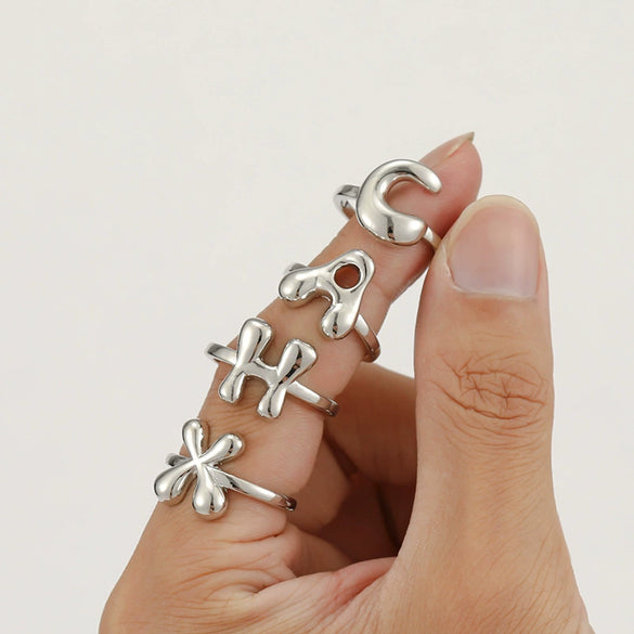 Ring Copper Glazed English Letters Hip Hop Fashion