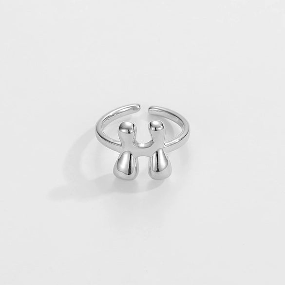 Ring Copper Glazed English Letters Hip Hop Fashion