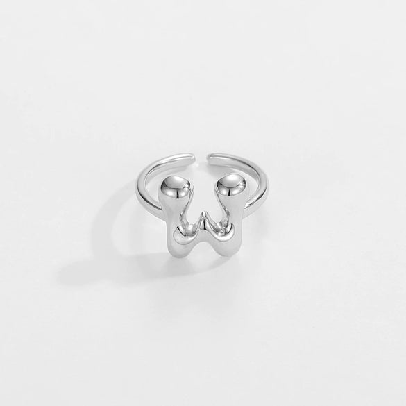 Ring Copper Glazed English Letters Hip Hop Fashion