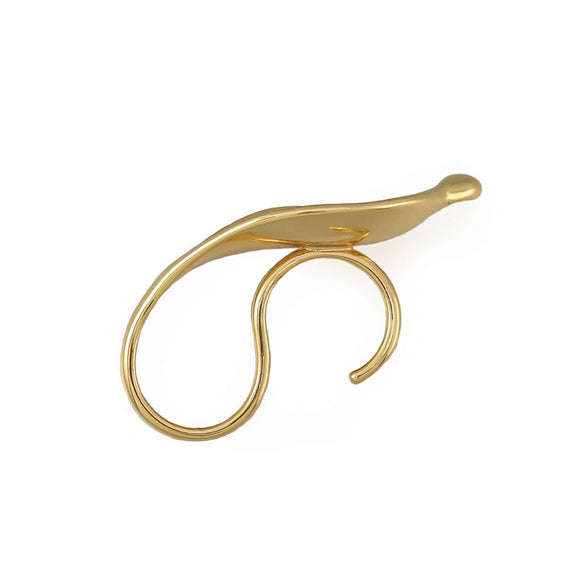 Ring Copper Golden Leaf Shape Electroplating Unisex Women's