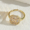 Ring Copper Heartshaped Geometric Zircon Electroplated Light Luxury Jewelry For Women