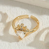 Ring Copper Heartshaped Geometric Zircon Electroplated Light Luxury Jewelry For Women