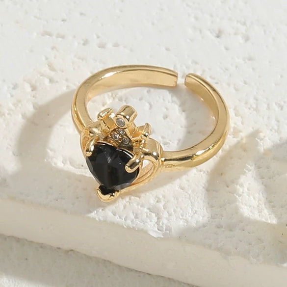 Ring Copper Heartshaped Geometric Zircon Electroplated Light Luxury Jewelry For Women