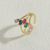Ring Copper Heartshaped Geometric Zircon Electroplated Light Luxury Jewelry For Women