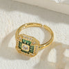 Ring Copper Heartshaped Geometric Zircon Electroplated Light Luxury Jewelry For Women