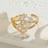 Ring Copper Heartshaped Geometric Zircon Electroplated Light Luxury Jewelry For Women