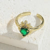 Ring Copper Heartshaped Geometric Zircon Electroplated Light Luxury Jewelry For Women