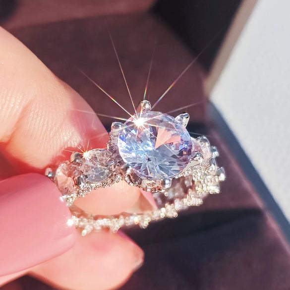 Ring Copper Inlaid Geometric Light Luxury Style