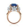 Ring Copper Inlaid Sapphire Zircon Flowers Jewelry For Women