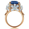 Ring Copper Inlaid Sapphire Zircon Flowers Jewelry For Women