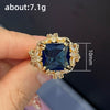 Ring Copper Inlaid Sapphire Zircon Flowers Jewelry For Women