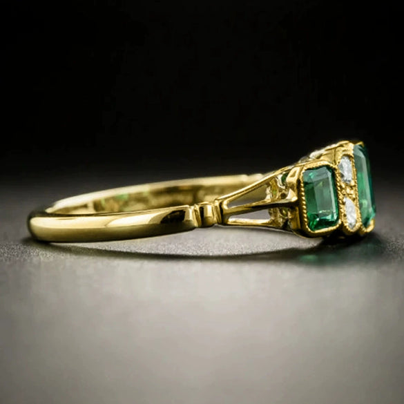 Ring Copper Light Luxury Geometric Zircon Women's