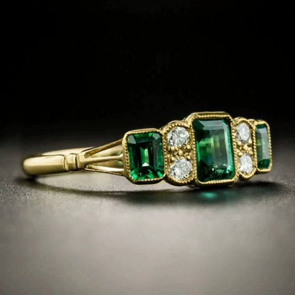 Ring Copper Light Luxury Geometric Zircon Women's