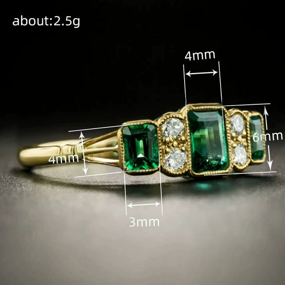 Ring Copper Light Luxury Geometric Zircon Women's