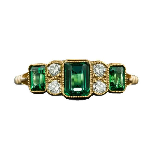 Ring Copper Light Luxury Geometric Zircon Women's