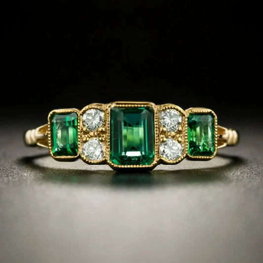 Ring Copper Light Luxury Geometric Zircon Women's